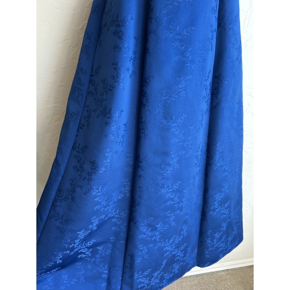 Vintage 90s Y2K Strapless Formal Gown 3 4 Blue Embroidered Romantic Prom Dress - Picture 4 of 7